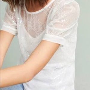 New Anthropologie Eva Franco Sequined White Top